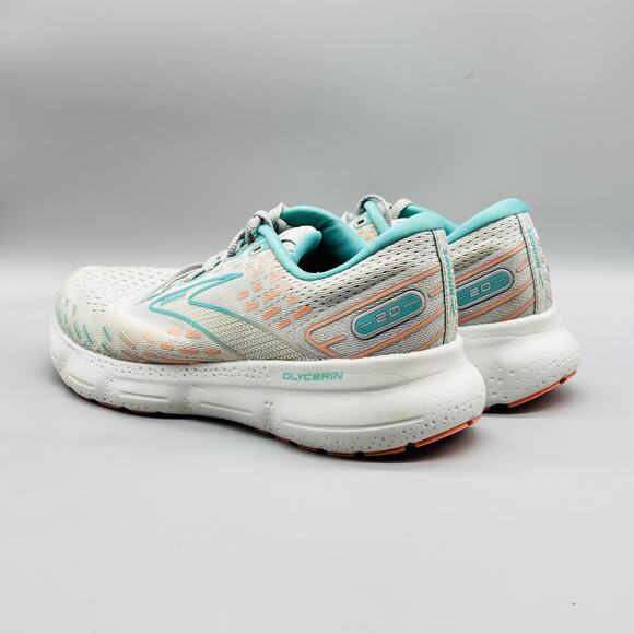 Brooks Shoes Womens 9 Gray Teal Glycerin 20 Running Cushion Athletic Sneakers - Picture 5 of 11
